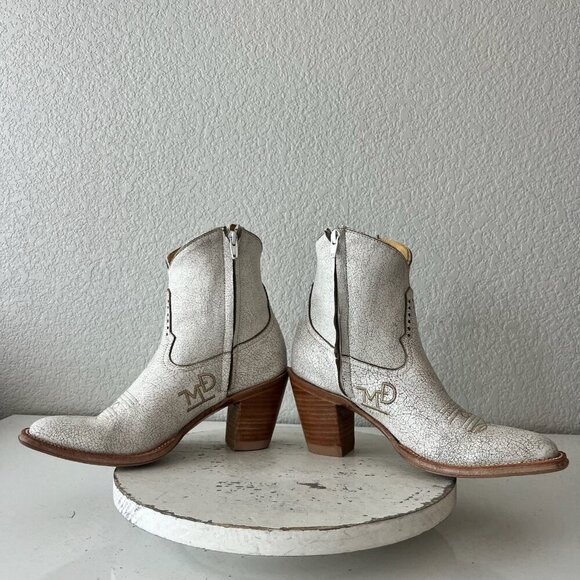 Rod Patrick Womens Cowboy Booties 8.5 A White Cowgirl Western Short Ankle Boots - Picture 7 of 12